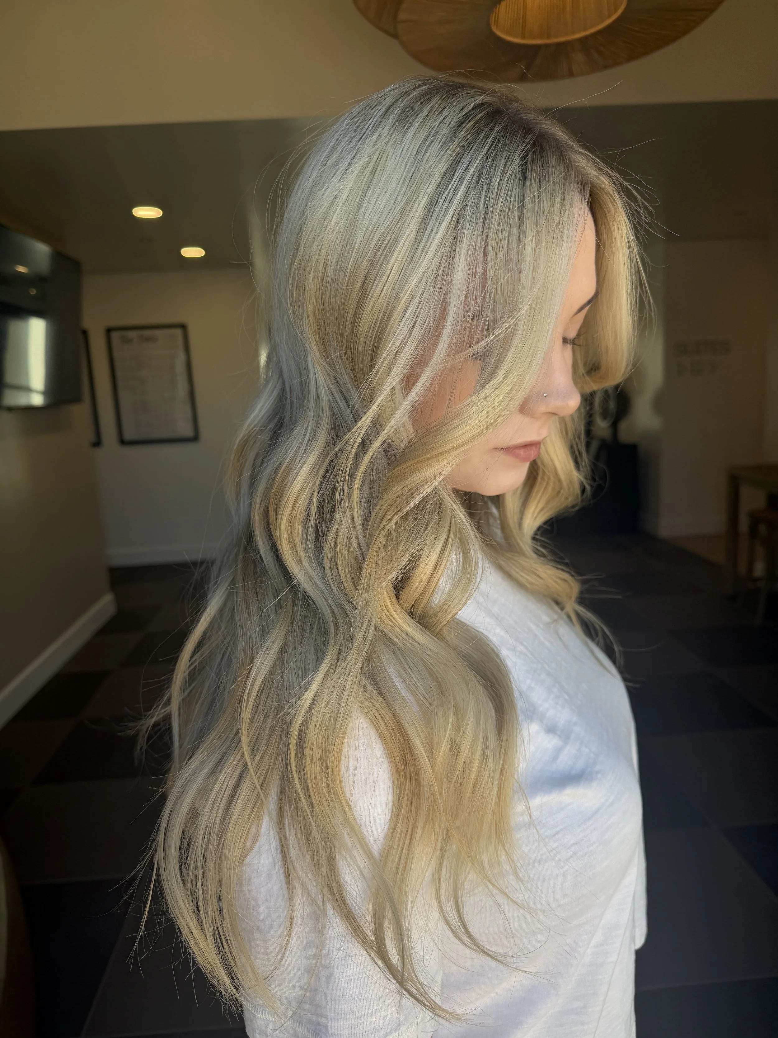 Bright Blonde Highlights and Face Framing Layers