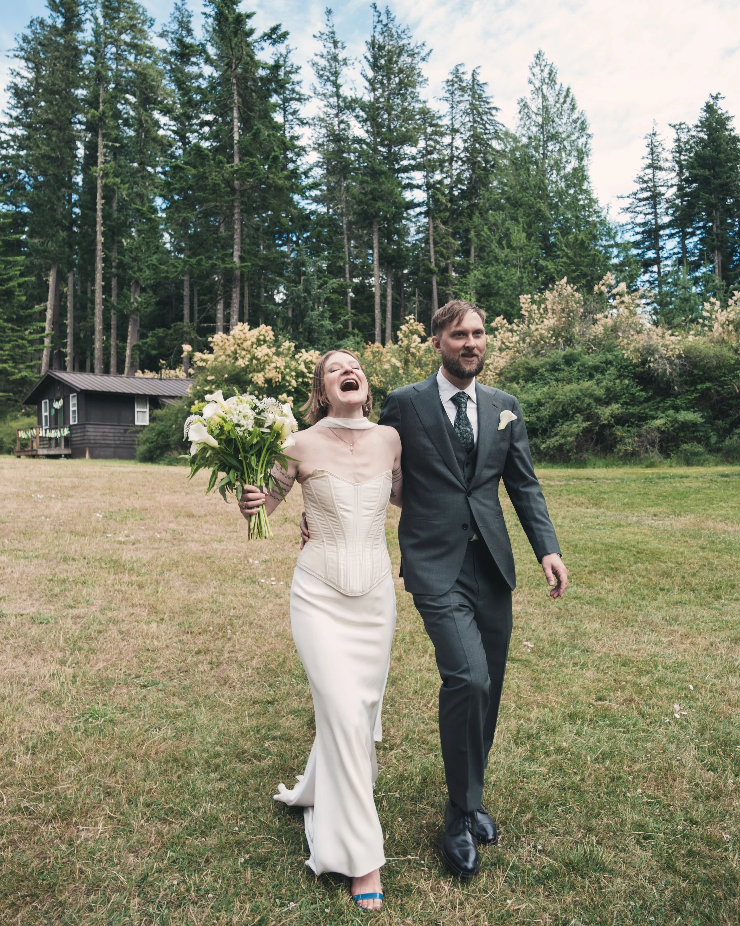 Wedding photograph with flowers