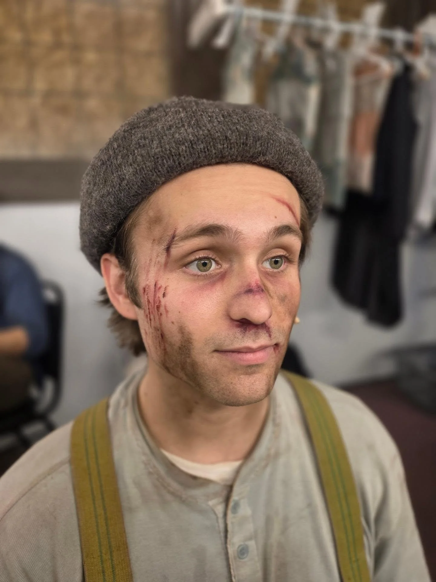 Bruisies for the Newsies and some dirties for the girlies. What career other than mine must you get down on your knees and fake dirty the socks of a beautiful girl dressed as a little boy while they tape up a pair of tap shoes? When I say how lucky a