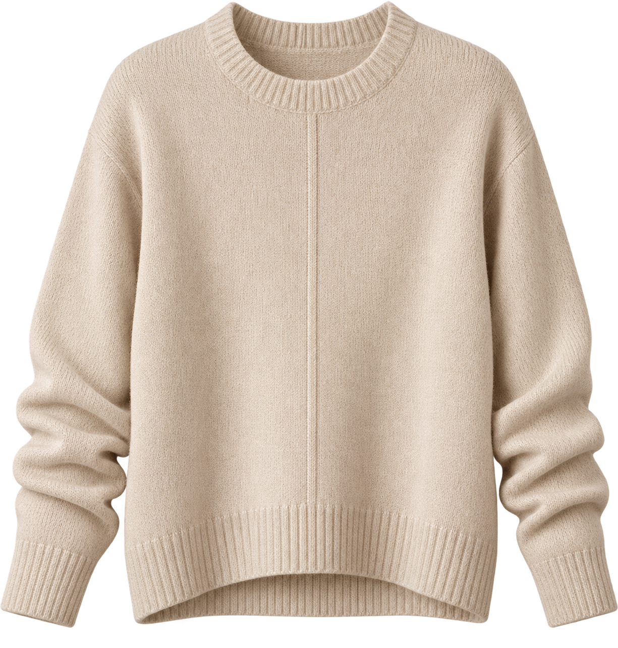 Soft neutral knit sweater for changing weather.