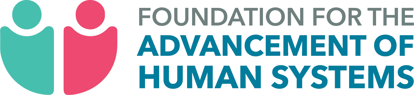 Logo of the Foundation for the Advancement of Human Systems, featuring two abstract human figures in teal and pink, with the organization name written next to it.