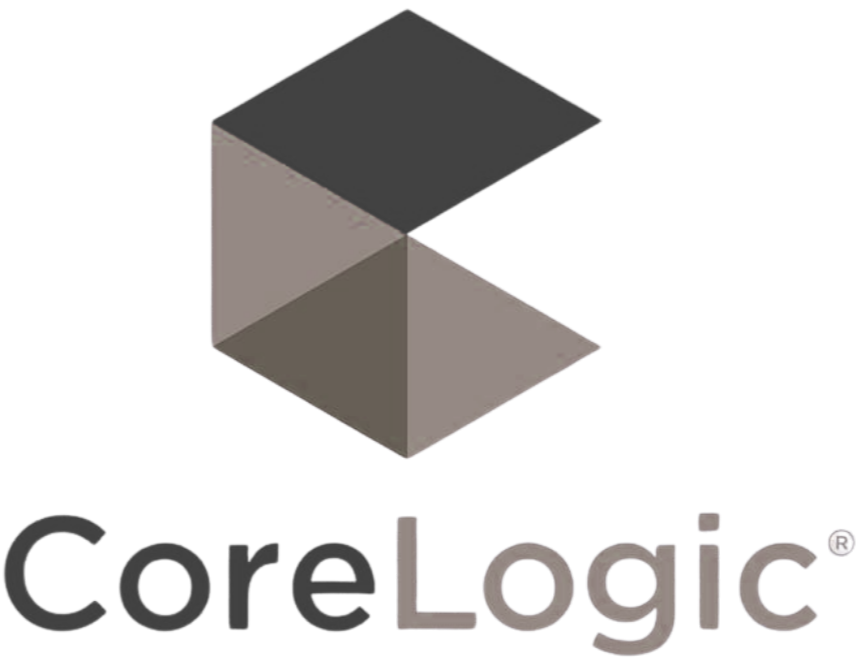 CoreLogic logo with a 3D geometric cube graphic above the company name