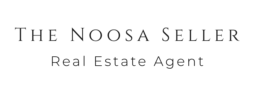 The image features a black background with the text "The Noosa Seller" in gray font centered in the middle.