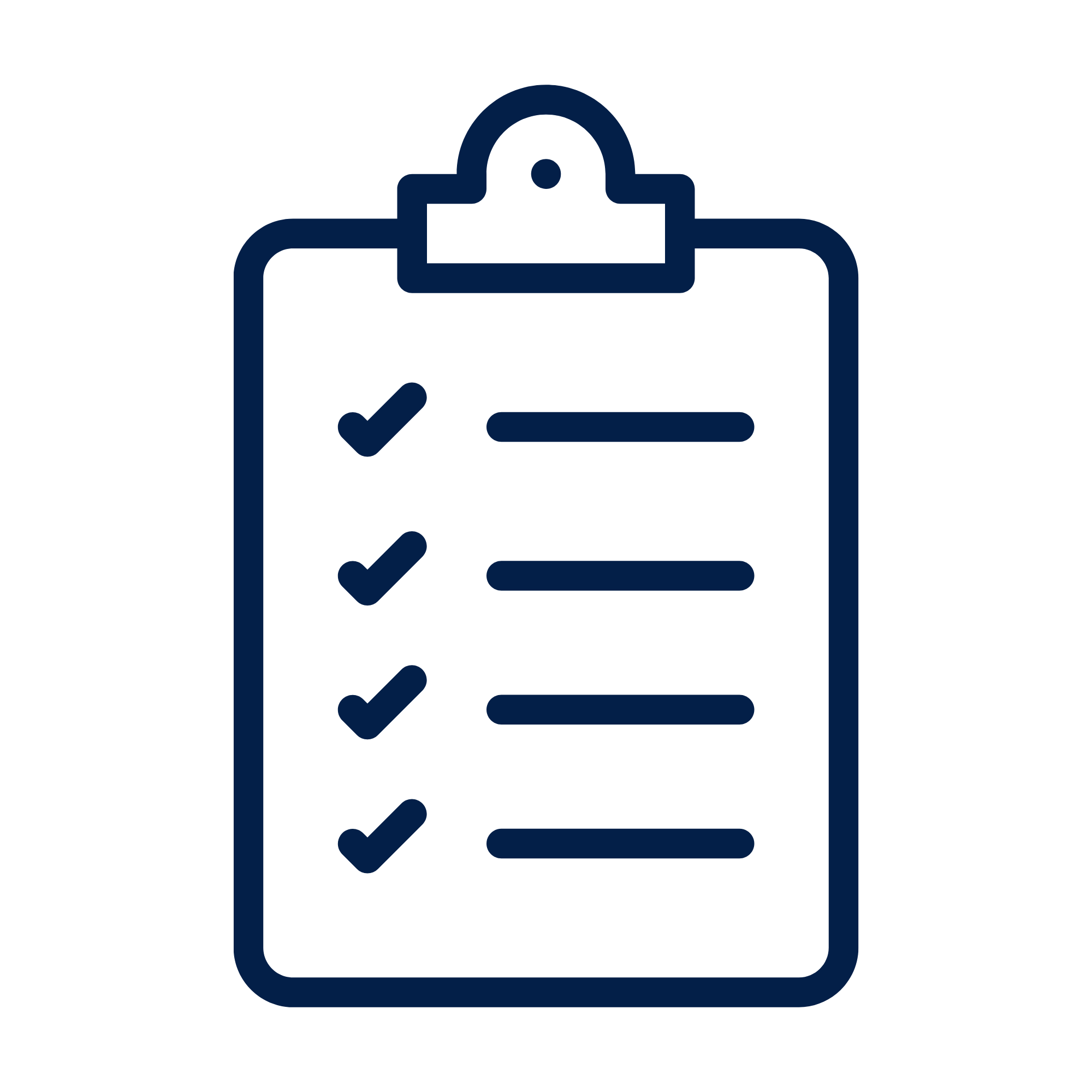Icon representing a checklist with checkmarks and a clipboard
