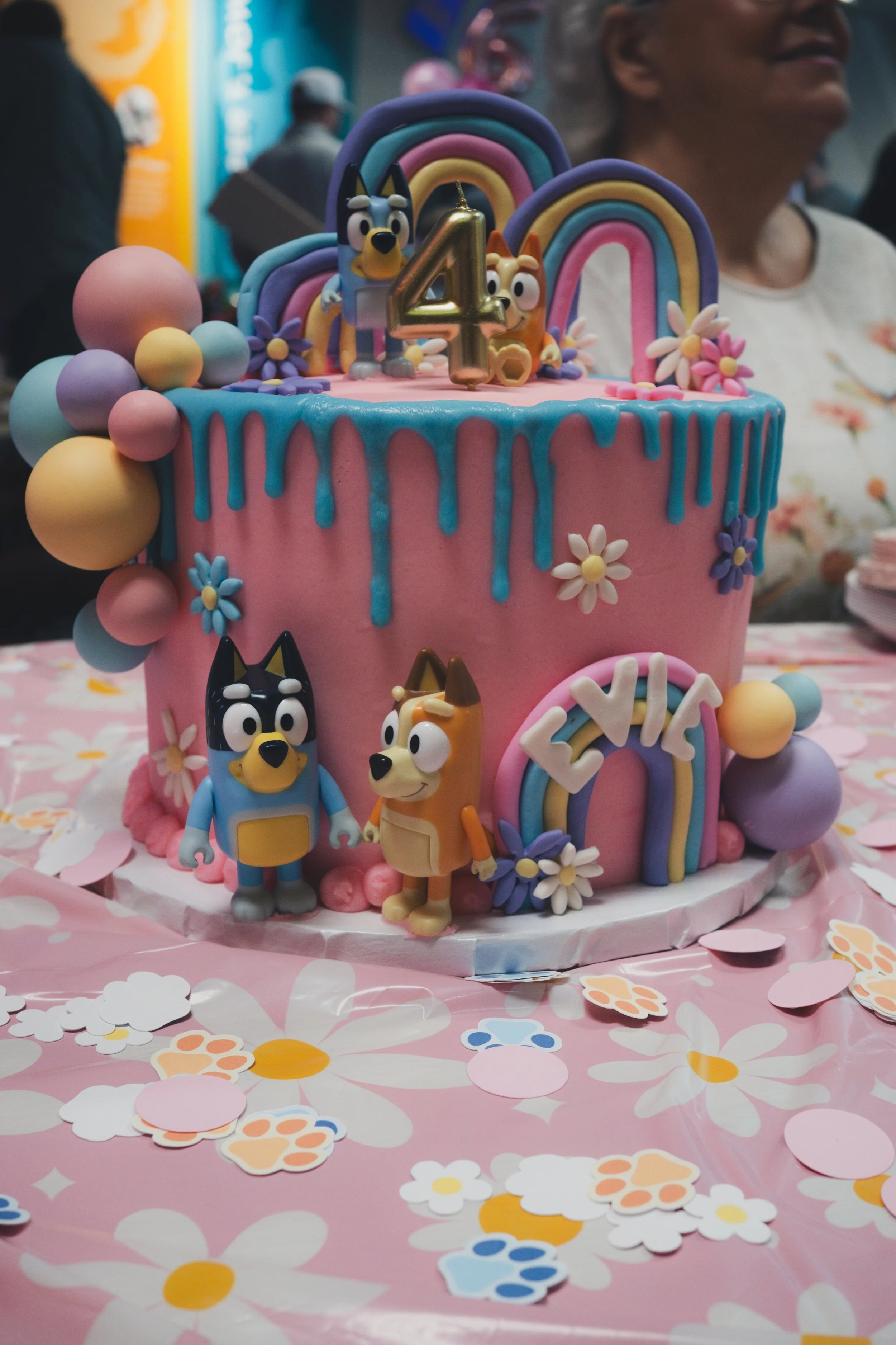 A colorful birthday cake with a 
