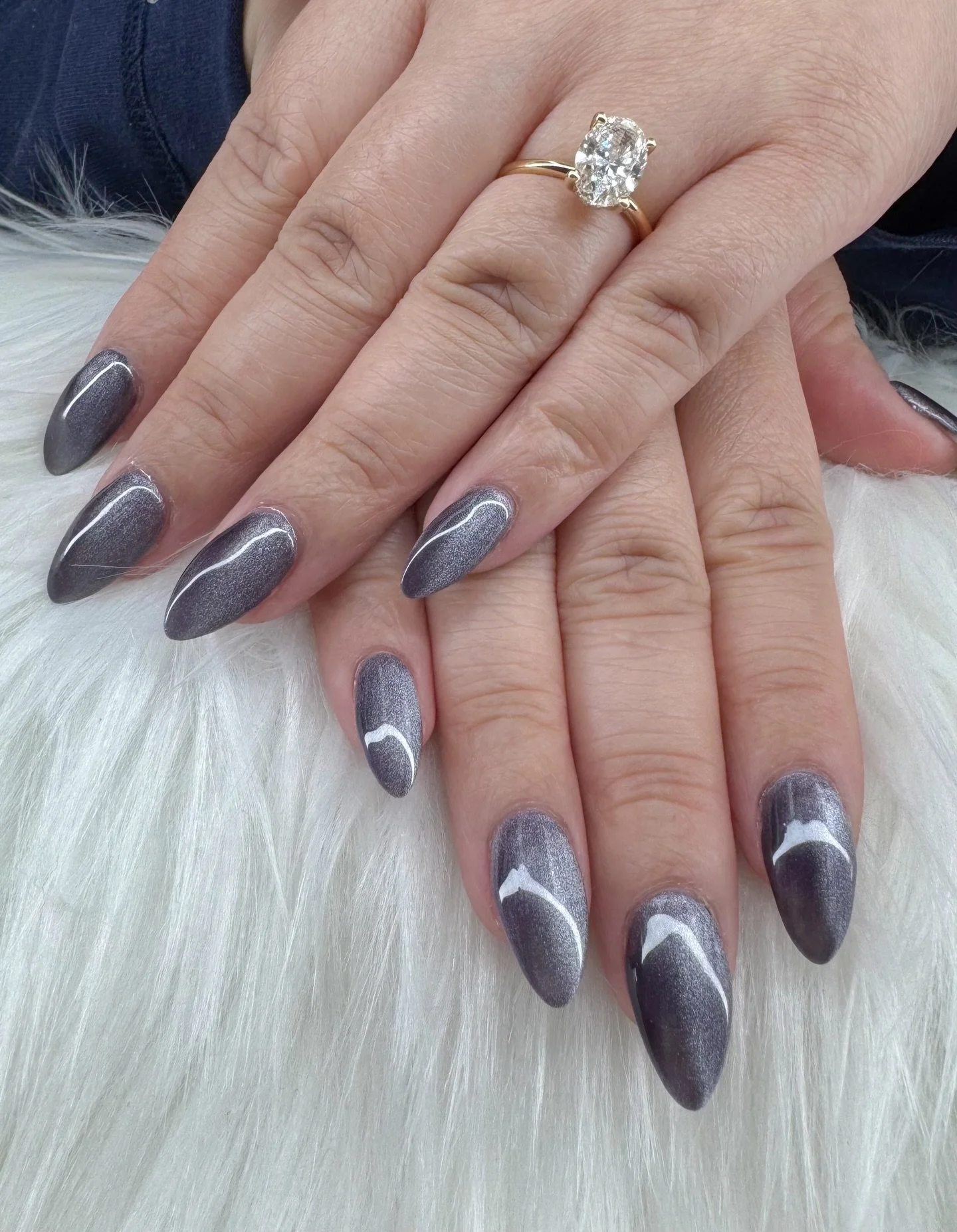 Full set dip powder with cat eye by Vivian🖤