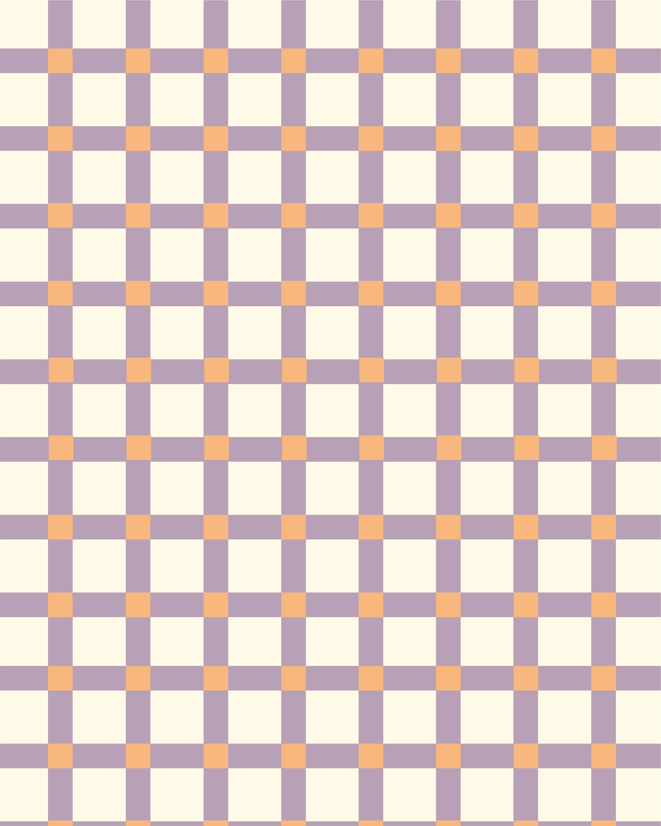 Close-up of a checkered pattern with purple, orange, and off-white squares.