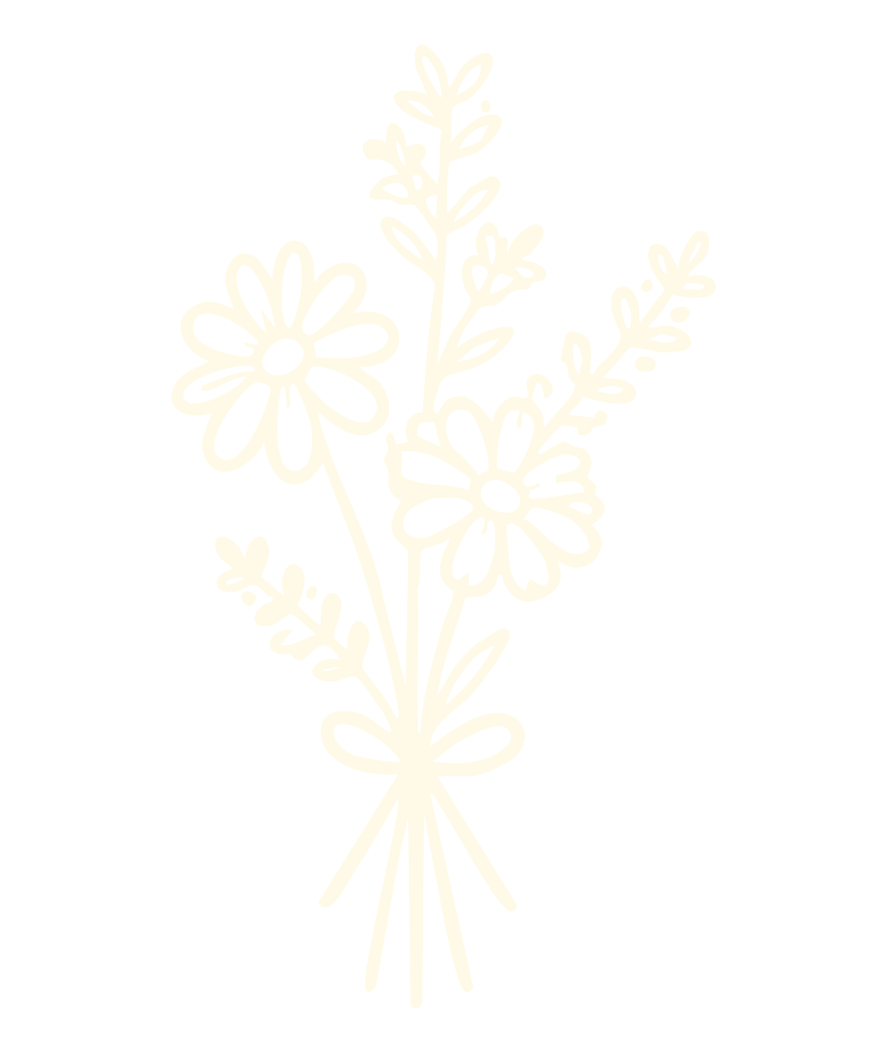 A white line drawing of a bouquet of flowers against a black background.