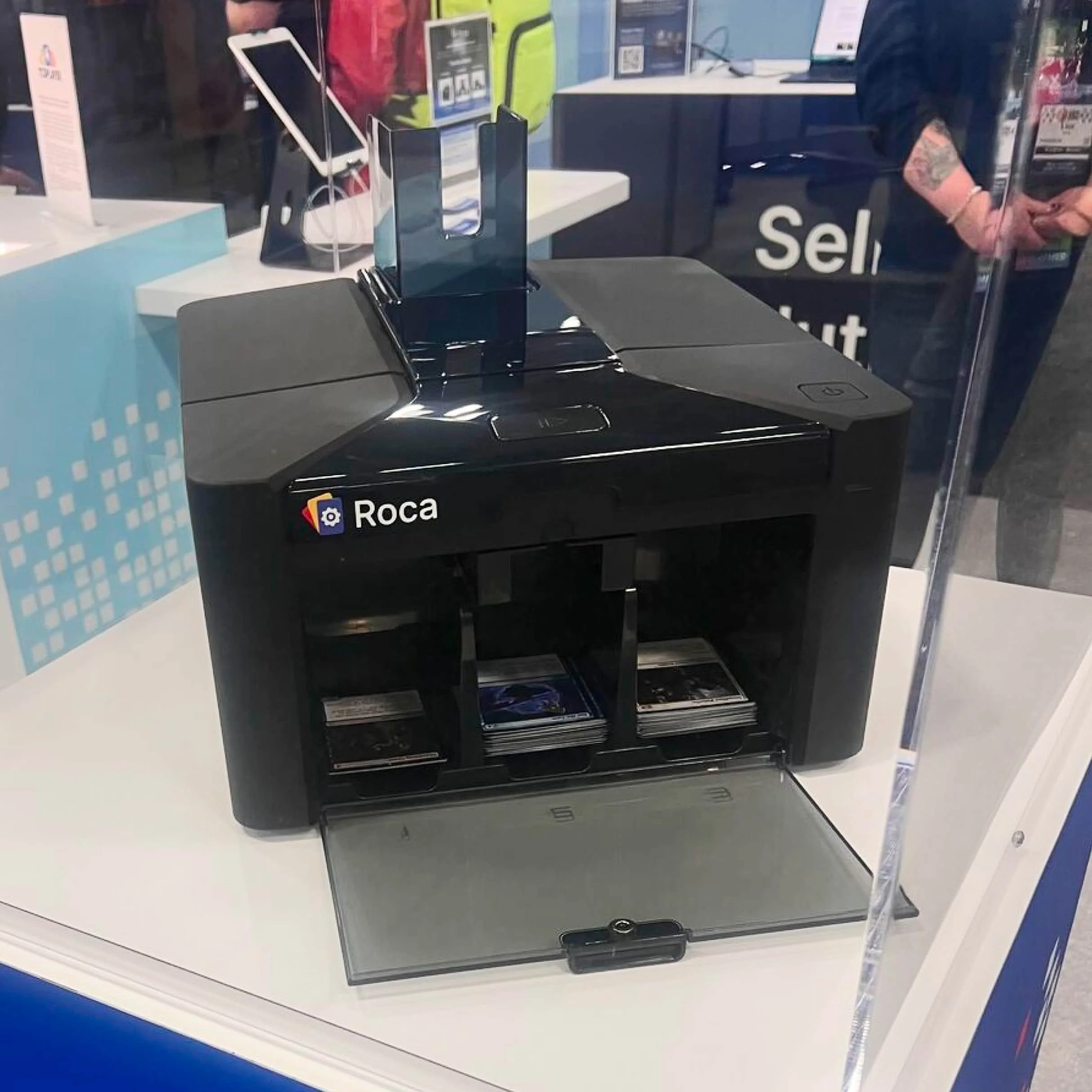 Roca Sifter displayed at the TCGplayer booth during the GAMA trade show.