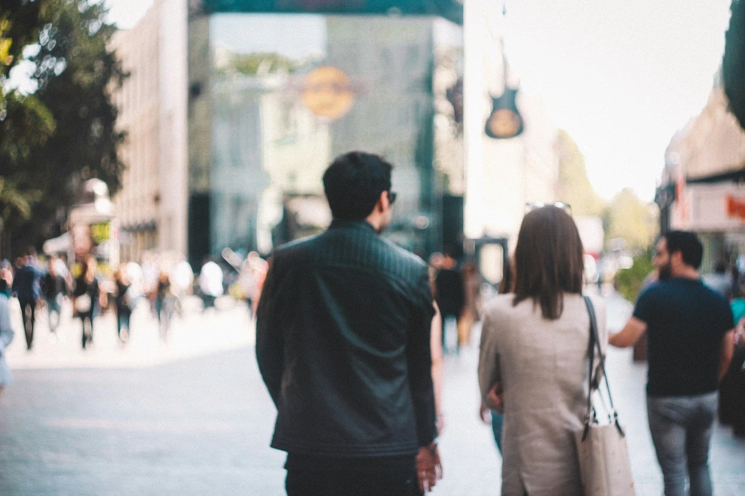 Couple walking together outdoors