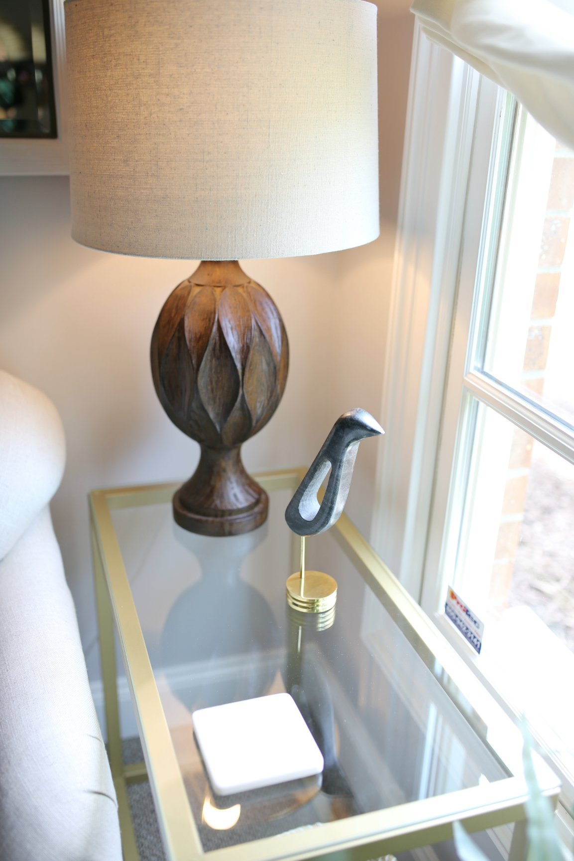 Lamp and side table in Laura Long’s therapy office