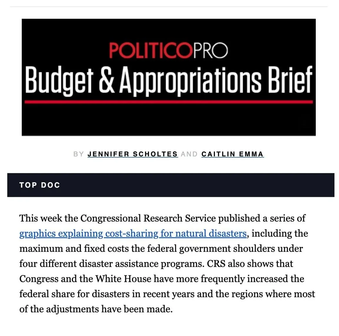 POLITICO Pro features CRS Infographic
