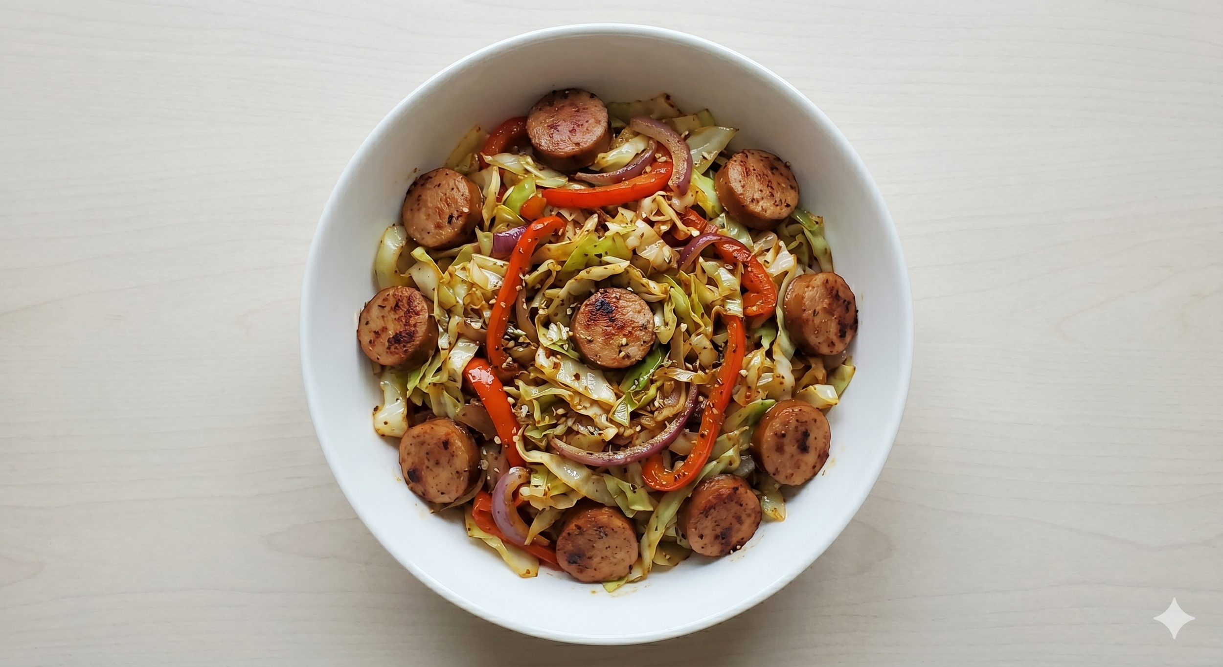 Fried Sausage and Cabbage