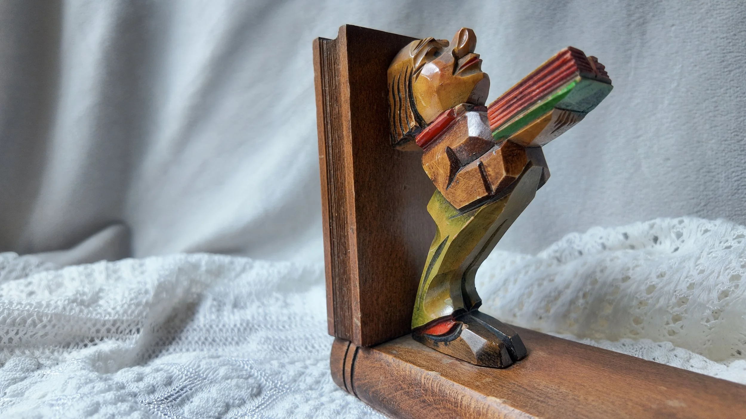 Black Forest Carved "Reading Man" Bookend