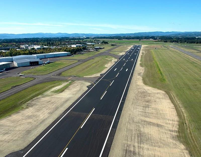 Aerial view of Hillsboro Airport in Hillsboro, Oregon, served by Vancouver and Portland Aircraft Detailing