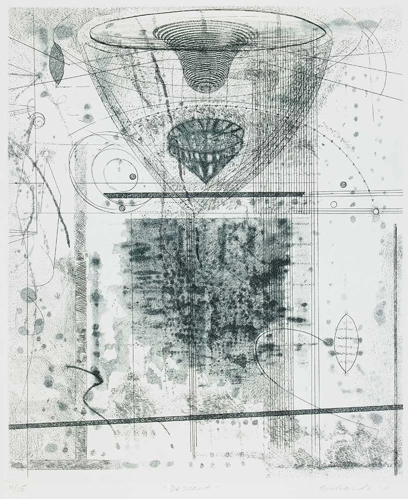 Descent , 2011, etching, 12 in x 10 in