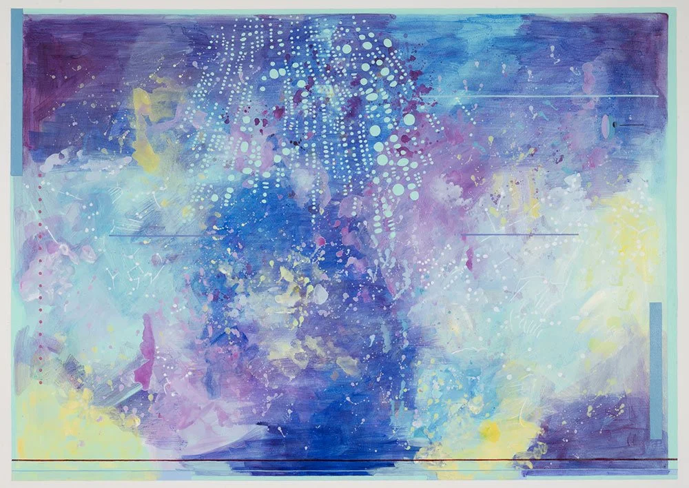  Aftereffect , 2024, acrylic on paper, 24 in x 34 in