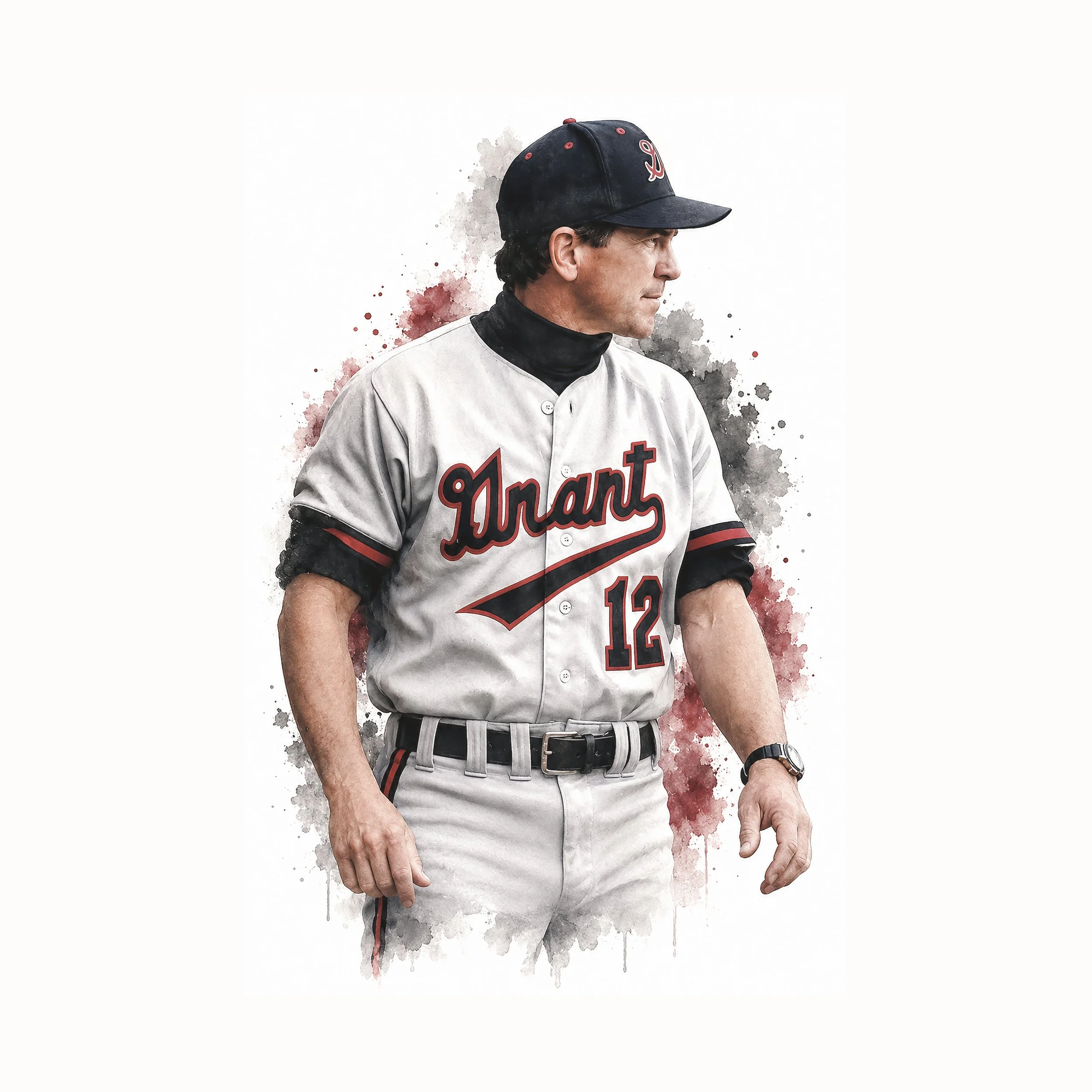 Coach Art Thunell in a Grant Union baseball uniform