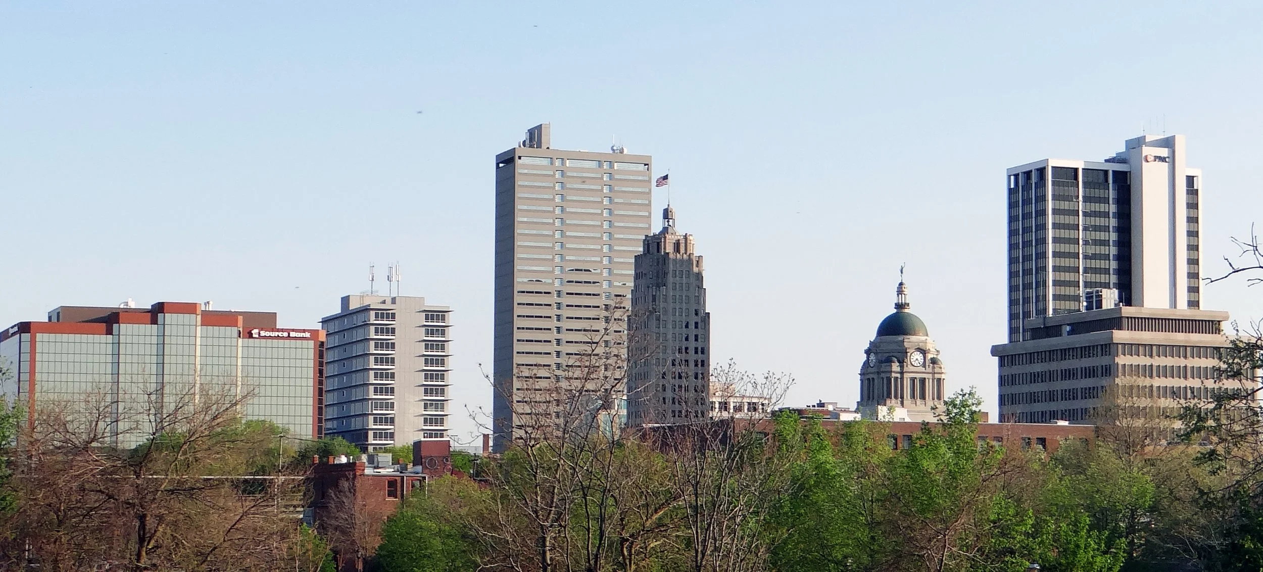 Downtown Fort Wayne skyline viewed from Headwaters Park