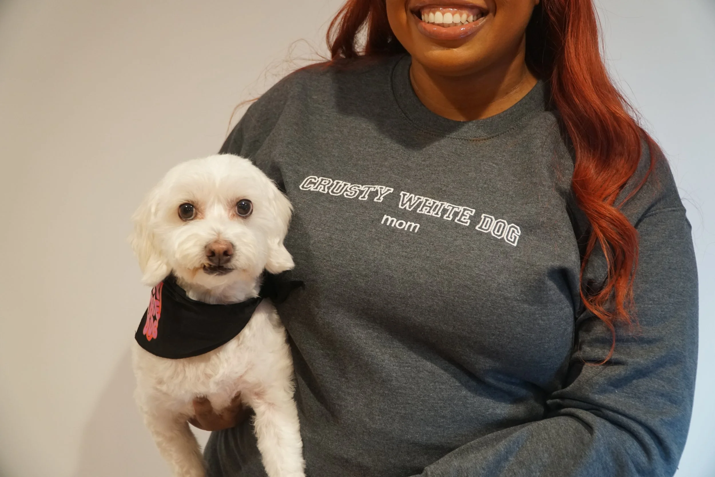 Crusty White Dog Mom Crewneck Sweatshirt