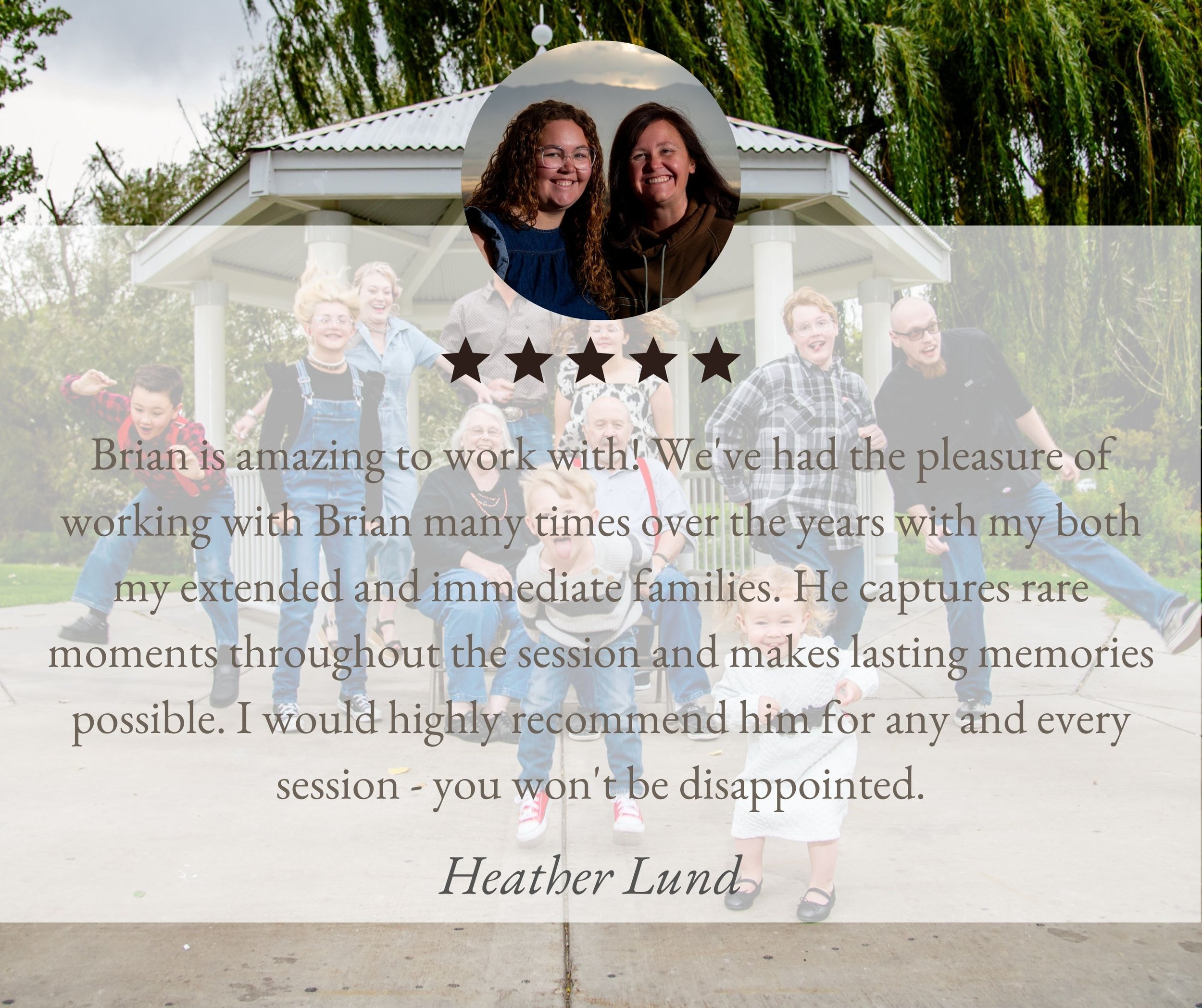 Client review from Heather Lund.  Brian is amazing to work with!
