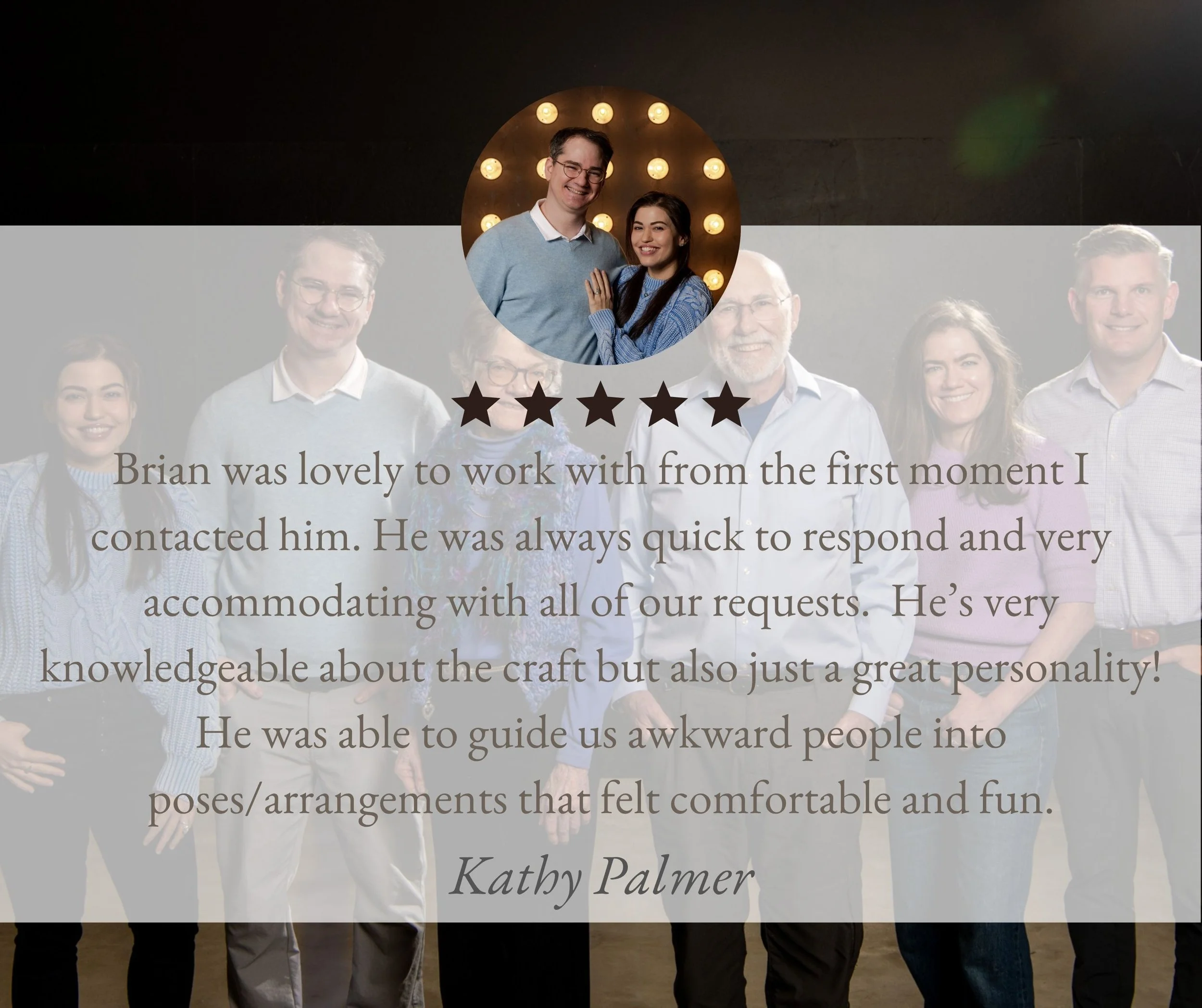 Client review from Kathy Palmer.  Studio Portraits for families