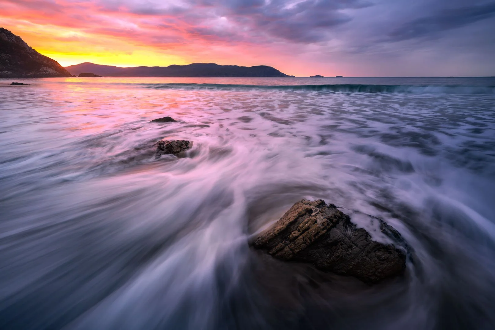 A beautiful sunset over Bruny Island Tasmania