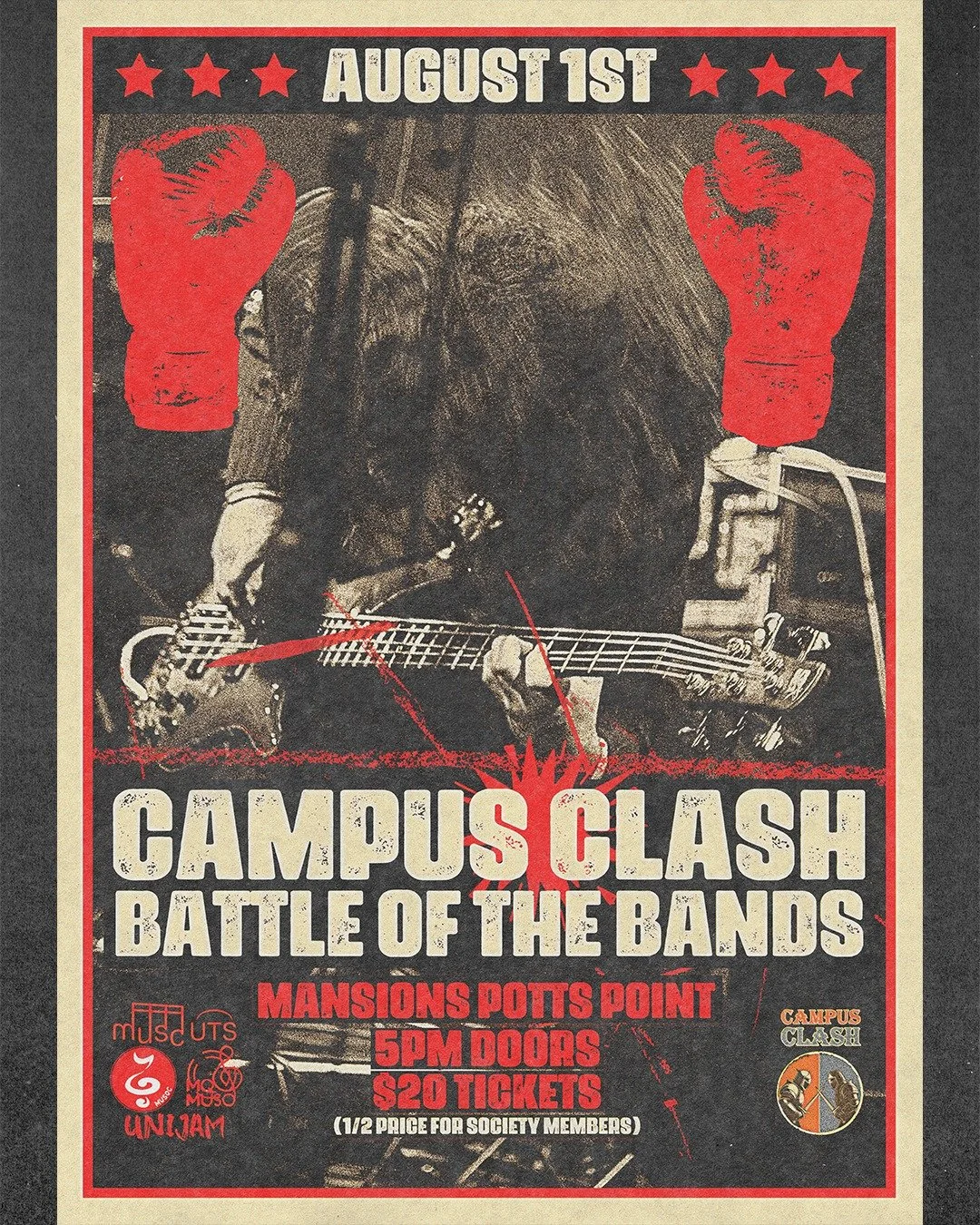 Catch us August 1st for Macquarie Musician's rerun of their legendary Campus Clash: Battle of the Bands!

We'll be representing the UTS Music Society, so make sure to come, support &amp; vote for us! :p

📅 DATE: August 1, 2025
⏰ TIME: 5pm Doors
📍 L