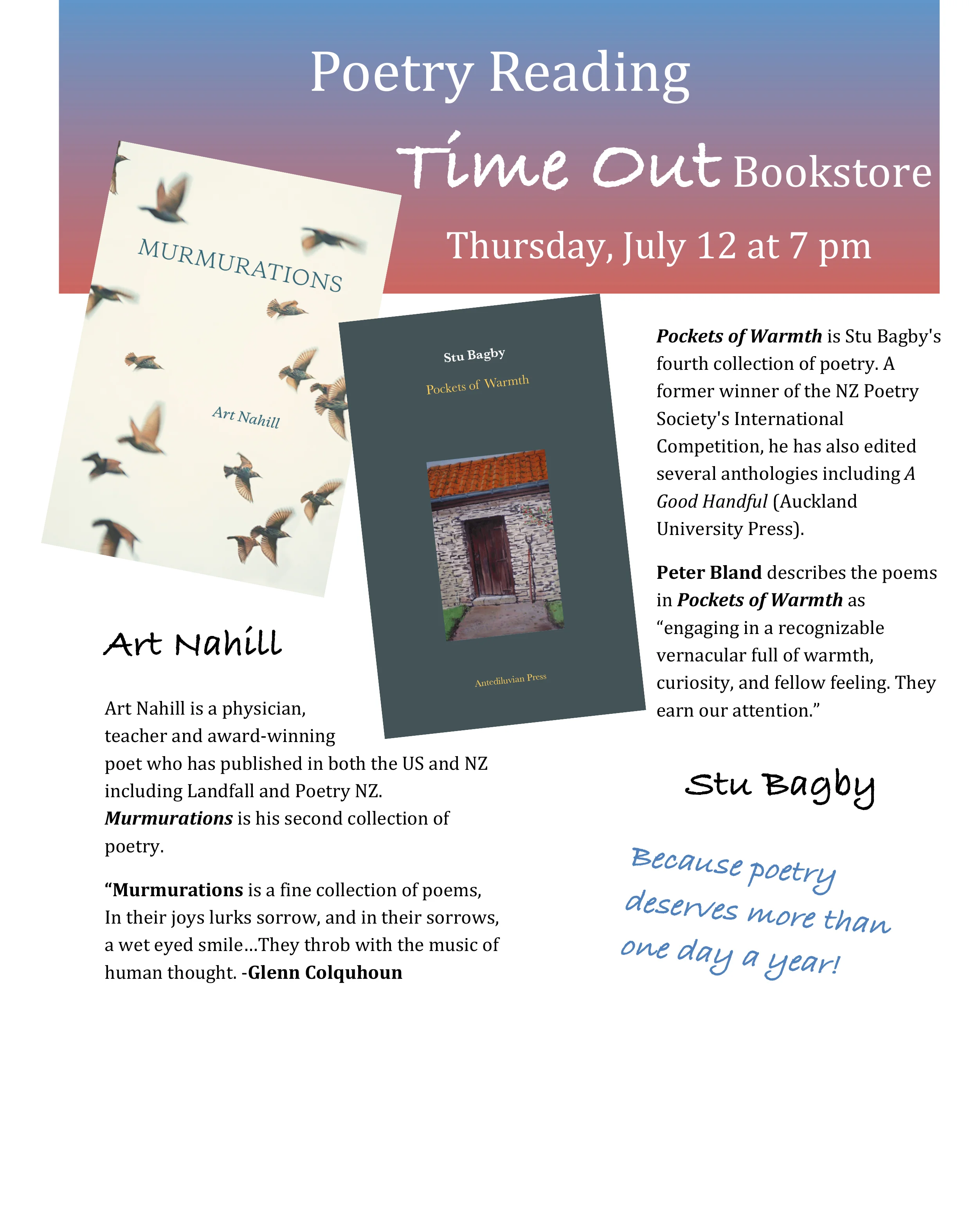 Poetry Reading: Art Nahill & Stu Bagby