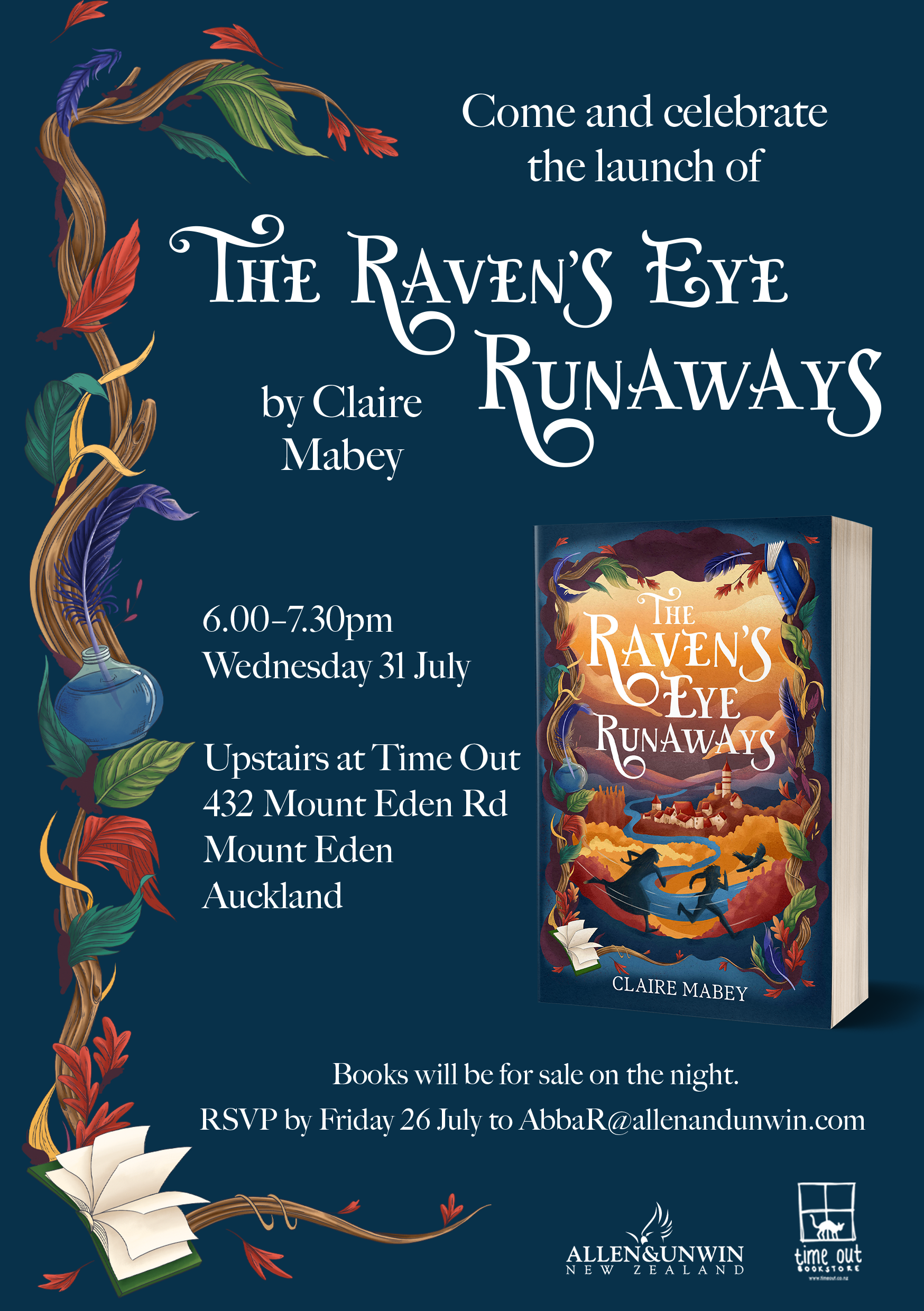 Auckland Book Launch: The Raven's Eye Runaways by Claire Mabey