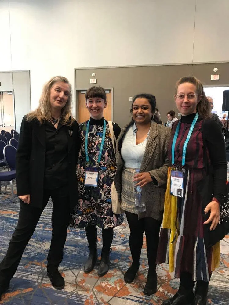Rebecca Solnit, Jenna, Suri and Renee from Twizel Bookshop at the Winter Institute in Baltimore, January 2020.