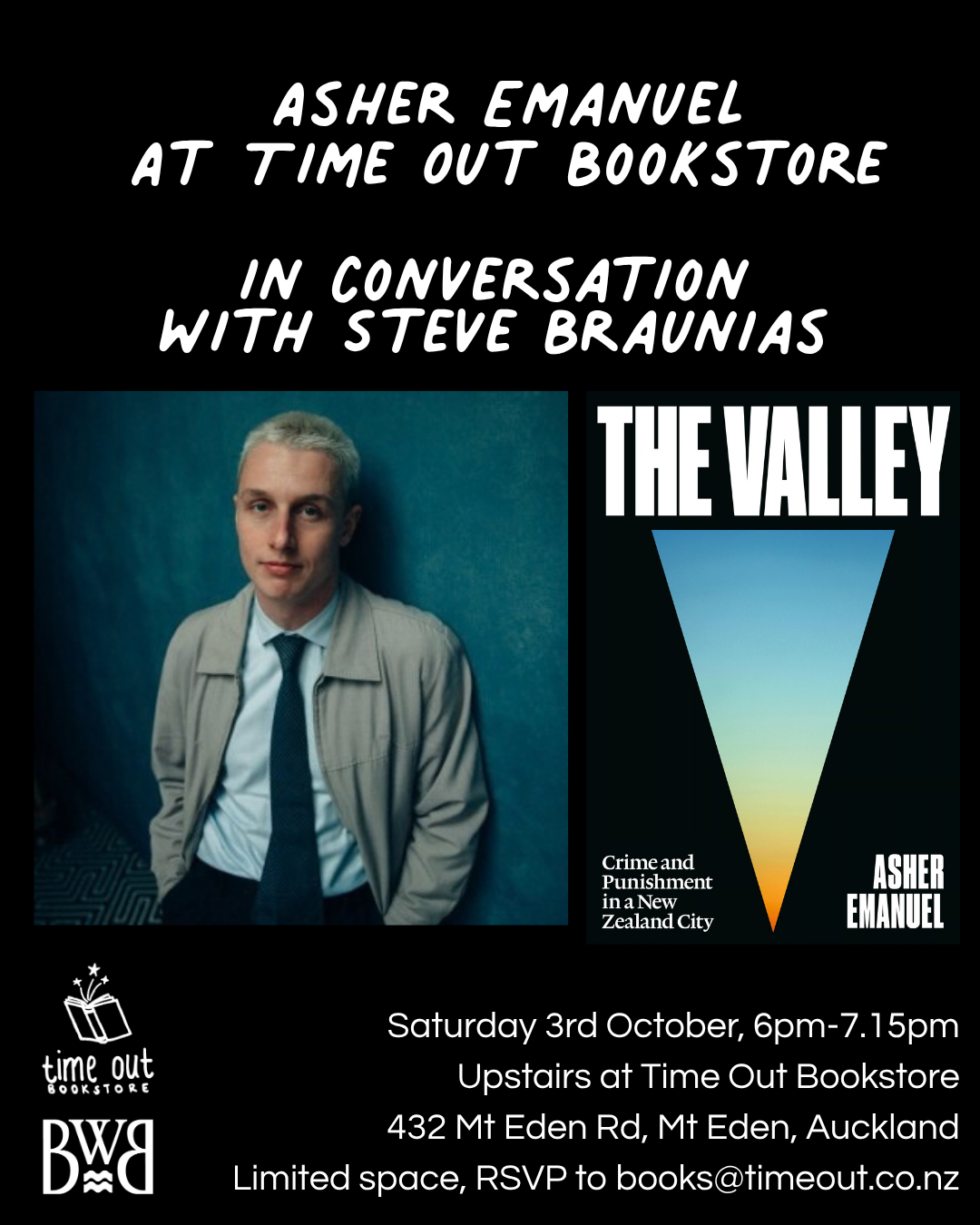 Asher Emanuel in conversation with Steve Braunias
