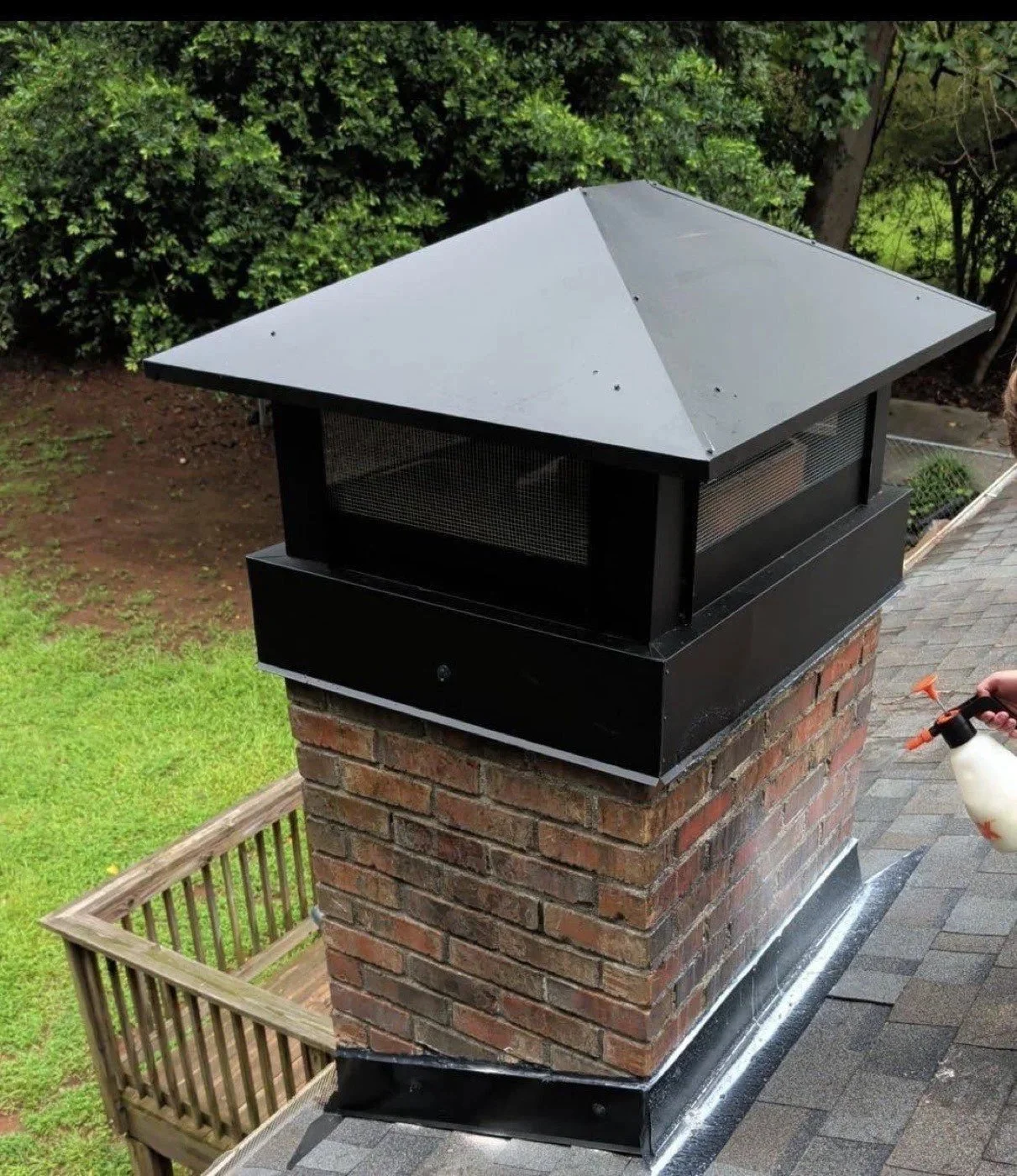 Chimney cap, flashed and finished