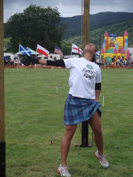 Joanne John competing at Highland Games