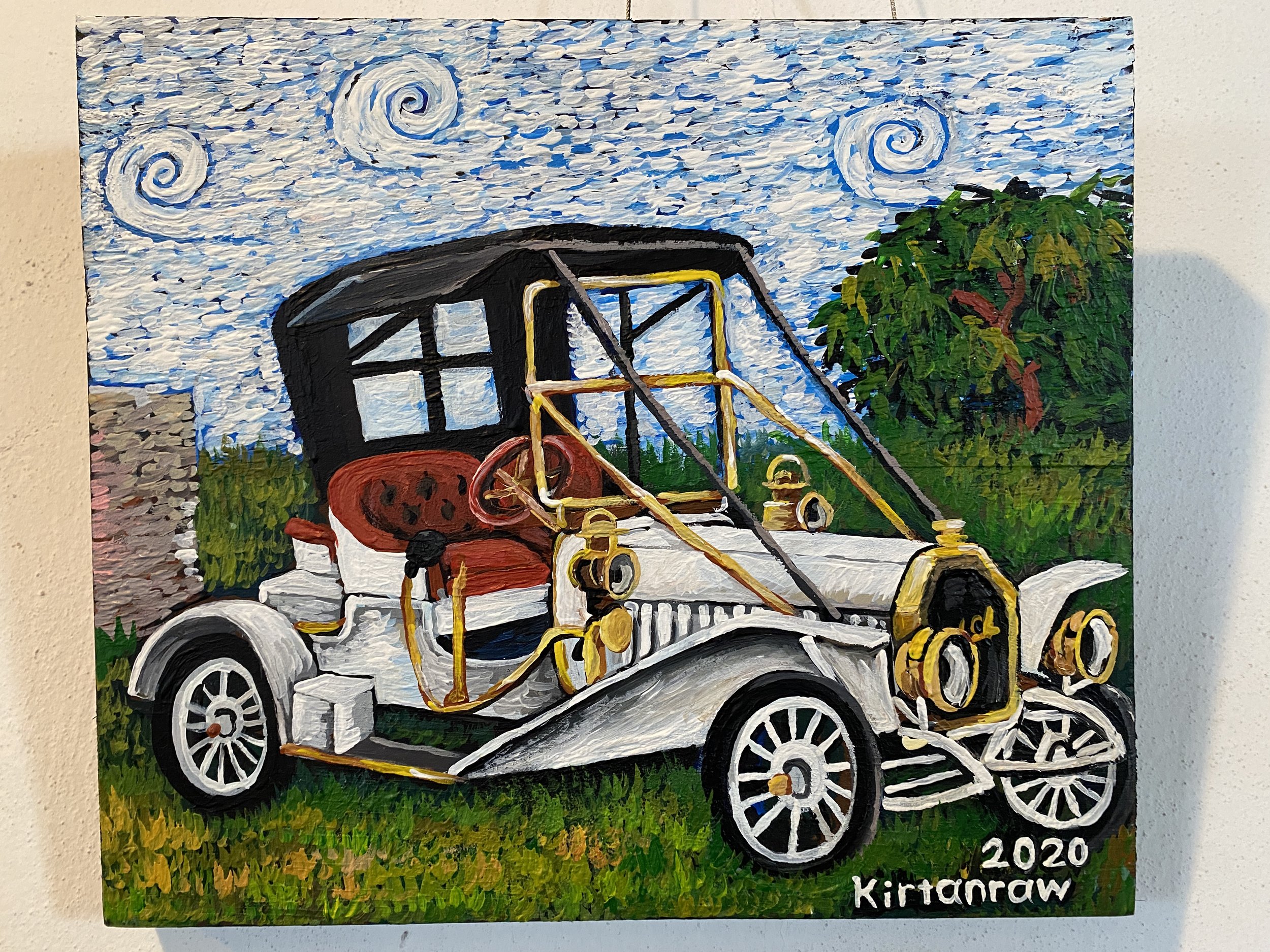 Nostalgic Journey: Vintage Car Painting by Kirtanraw