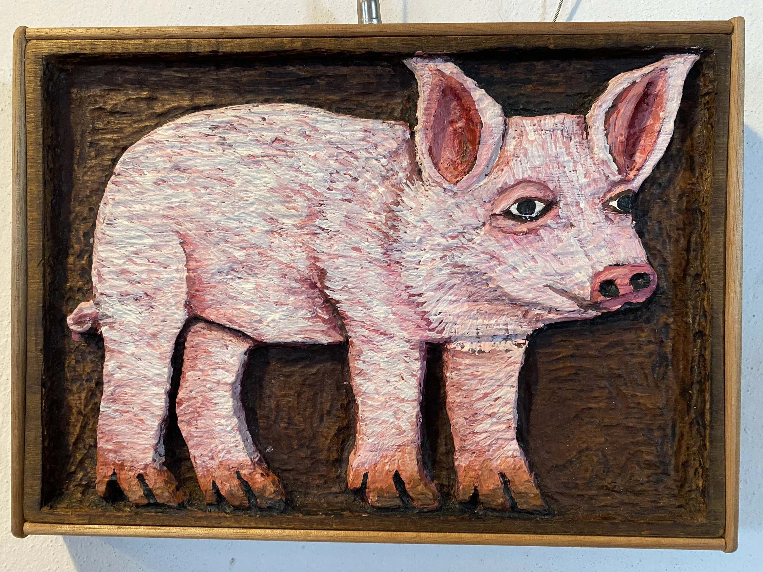 3D Hand-Painted Pig Relief Art by Kirtanraw