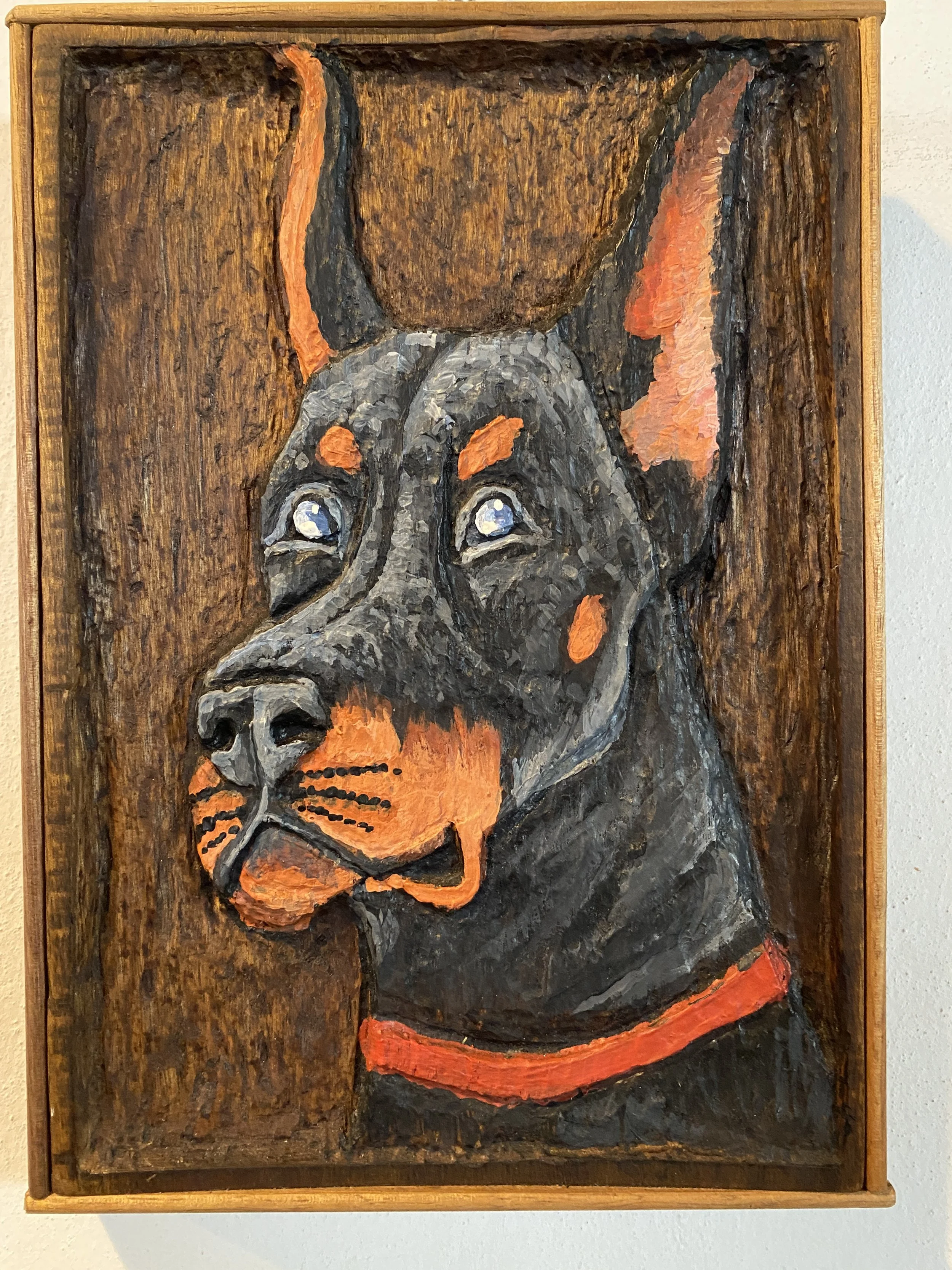 Artisan Doberman Wooden Relief by Kirtanraw