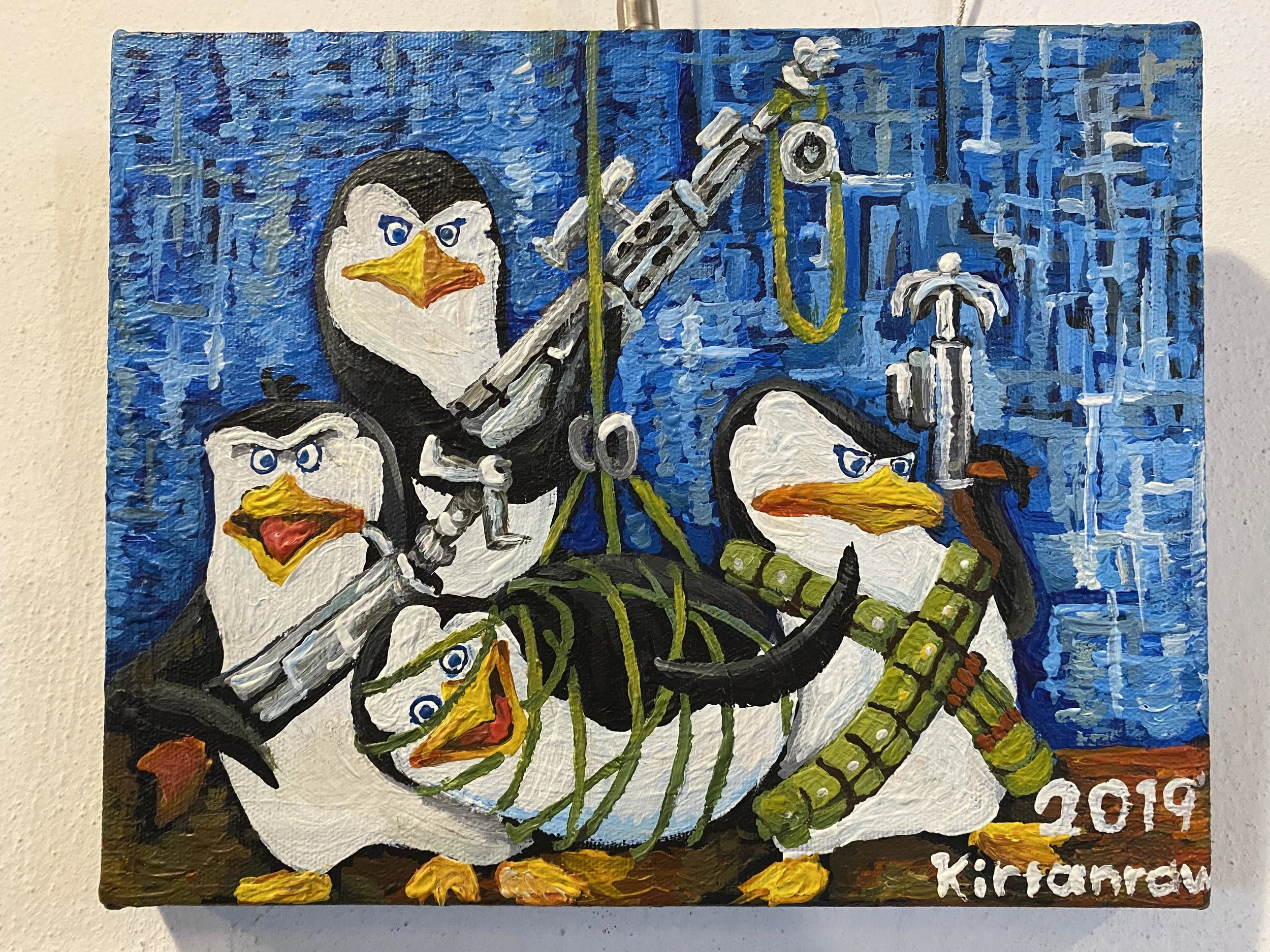 Penguin Brigade Acrylic Painting by Kirtanraw