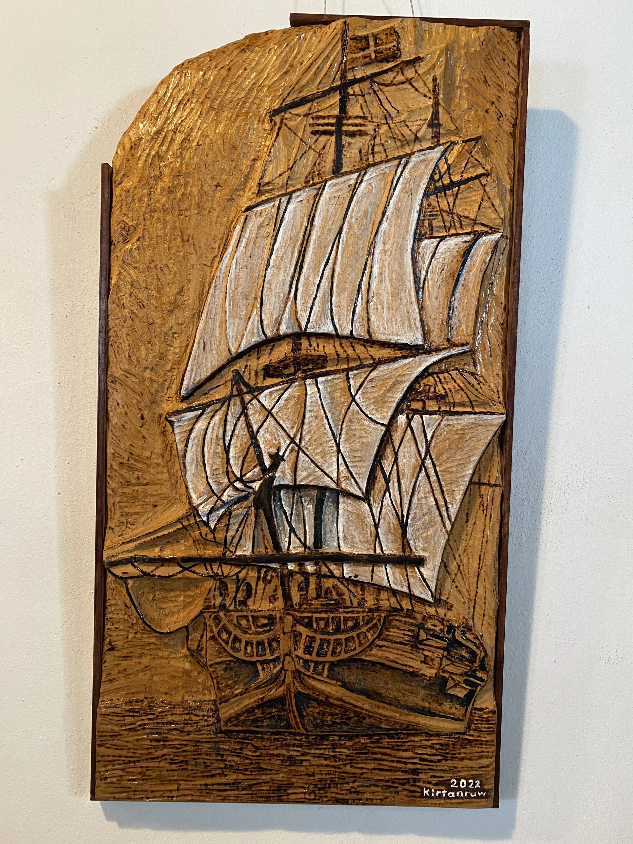 Carved Nautical Sailing Ship Wall Art by Kirtanraw