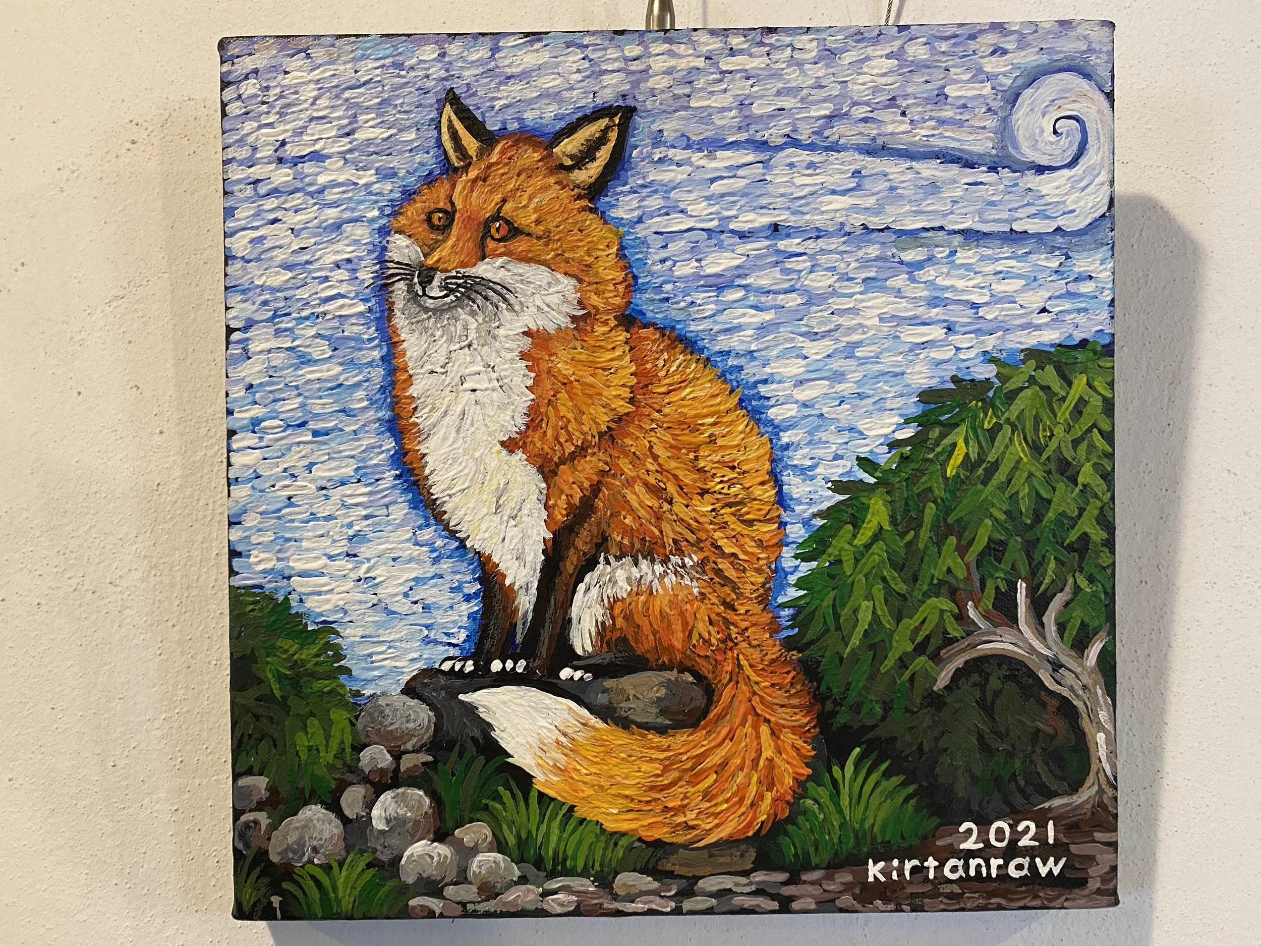 Vigilant Fox in Wilderness - Original Painting by Kirtanraw