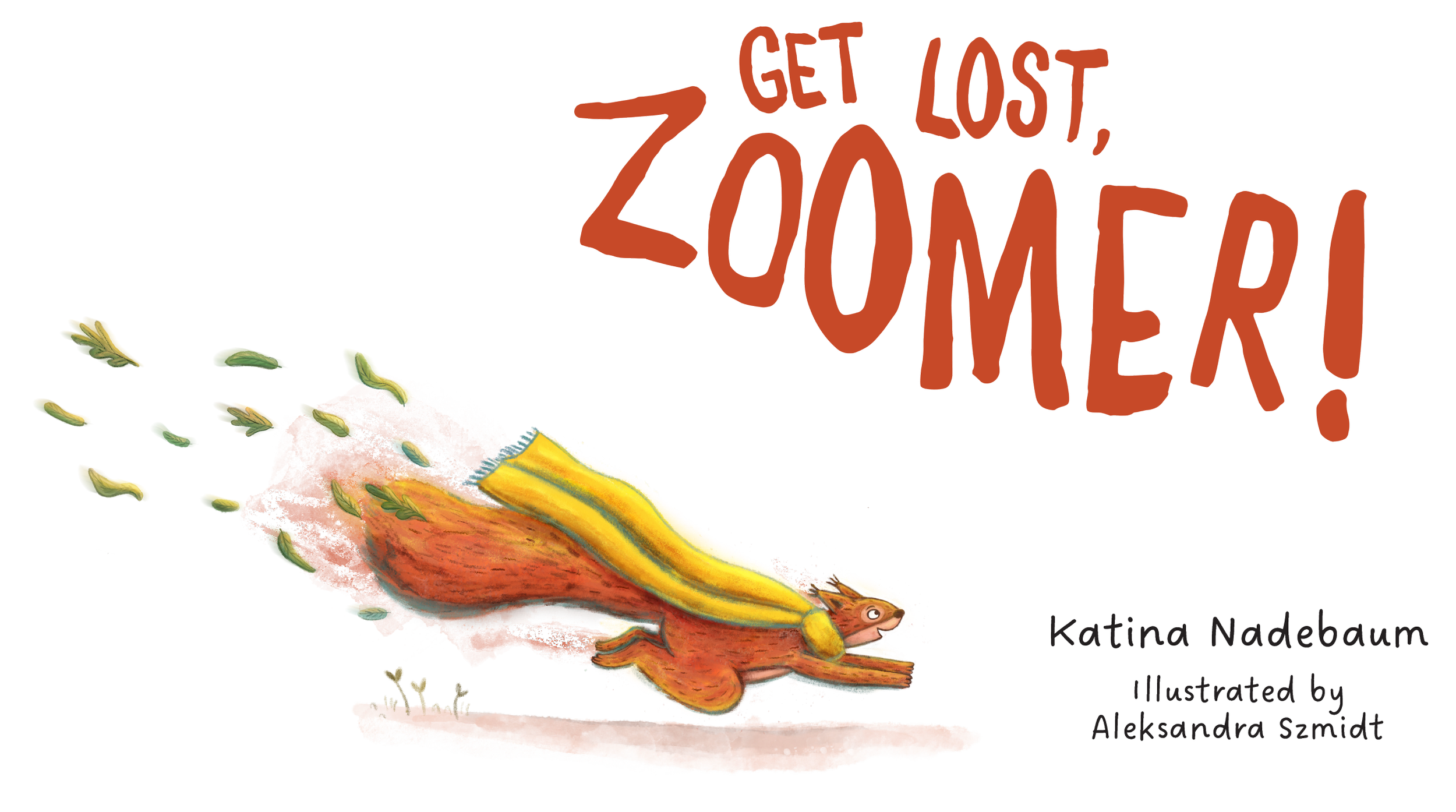 A colorful illustration featuring a large, orange and yellow tomato with a face, surrounded by green leaves and a brown background. Text above reads 'Get Lost, Zucchini!'