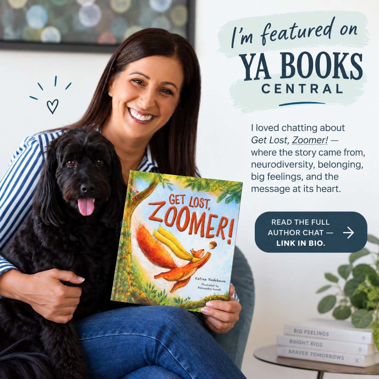 I&rsquo;m featured on YA Books Central!
I loved chatting about Get Lost, Zoomer! &mdash; where the story came from, neurodiversity, belonging and big feelings. 💛
Read the full Author Chat &mdash; link in bio.
 
Pre-orders are now open!
Visit katinan