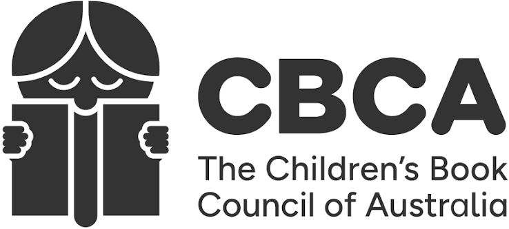 Logo of The Children's Book Council of Australia, featuring a stylized child reading a book with the organization's acronym CBCA and full name.