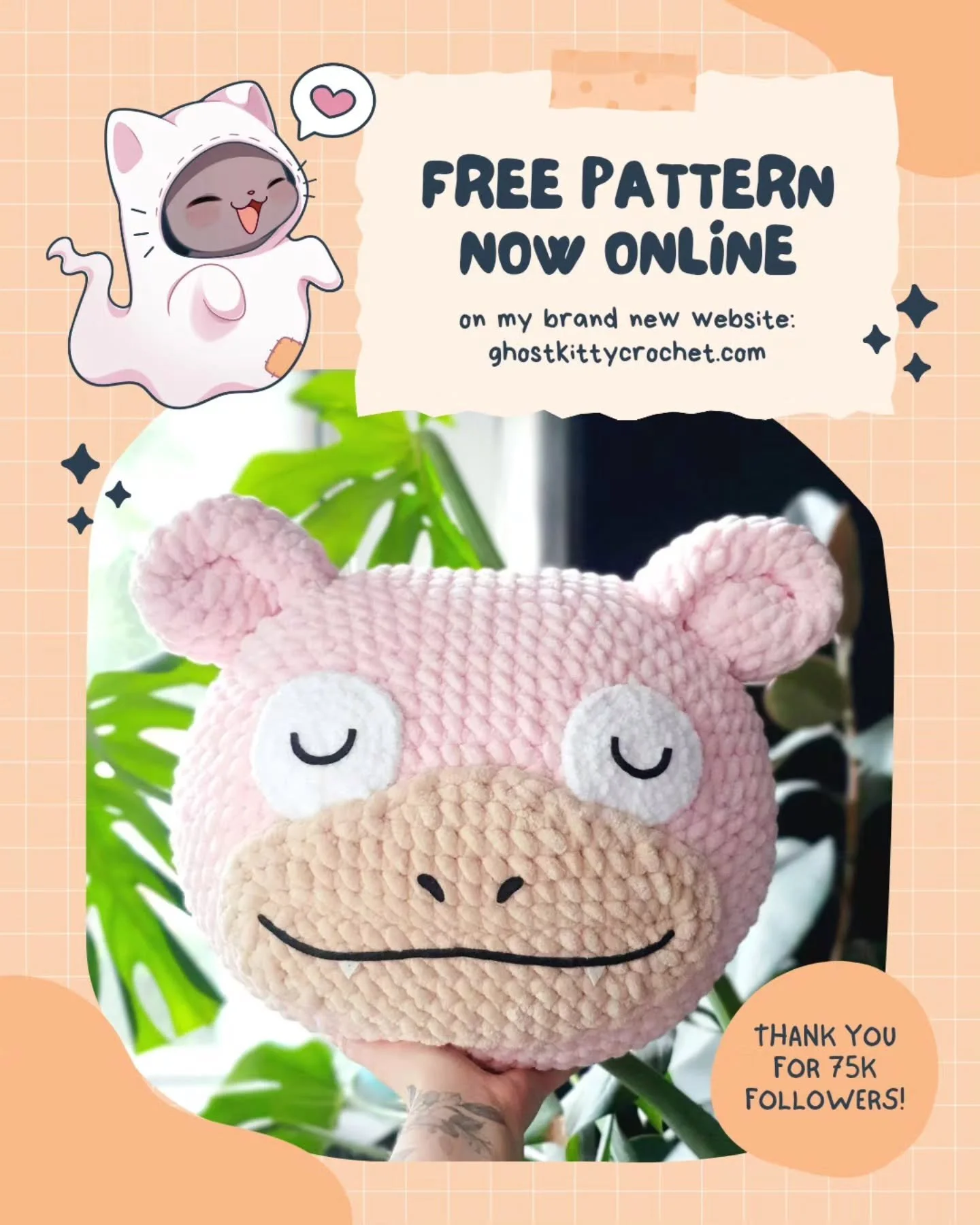 THANK YOU FOR 75K FOLLOWERS! 🥹😭❤️ To celebrate, I'm so happy and proud to reveal my own brand new website! 🥳

I've already posted my Slow Monster Pillow pattern over there, and I'll continue to share more of my monster pillow crochet patterns (and