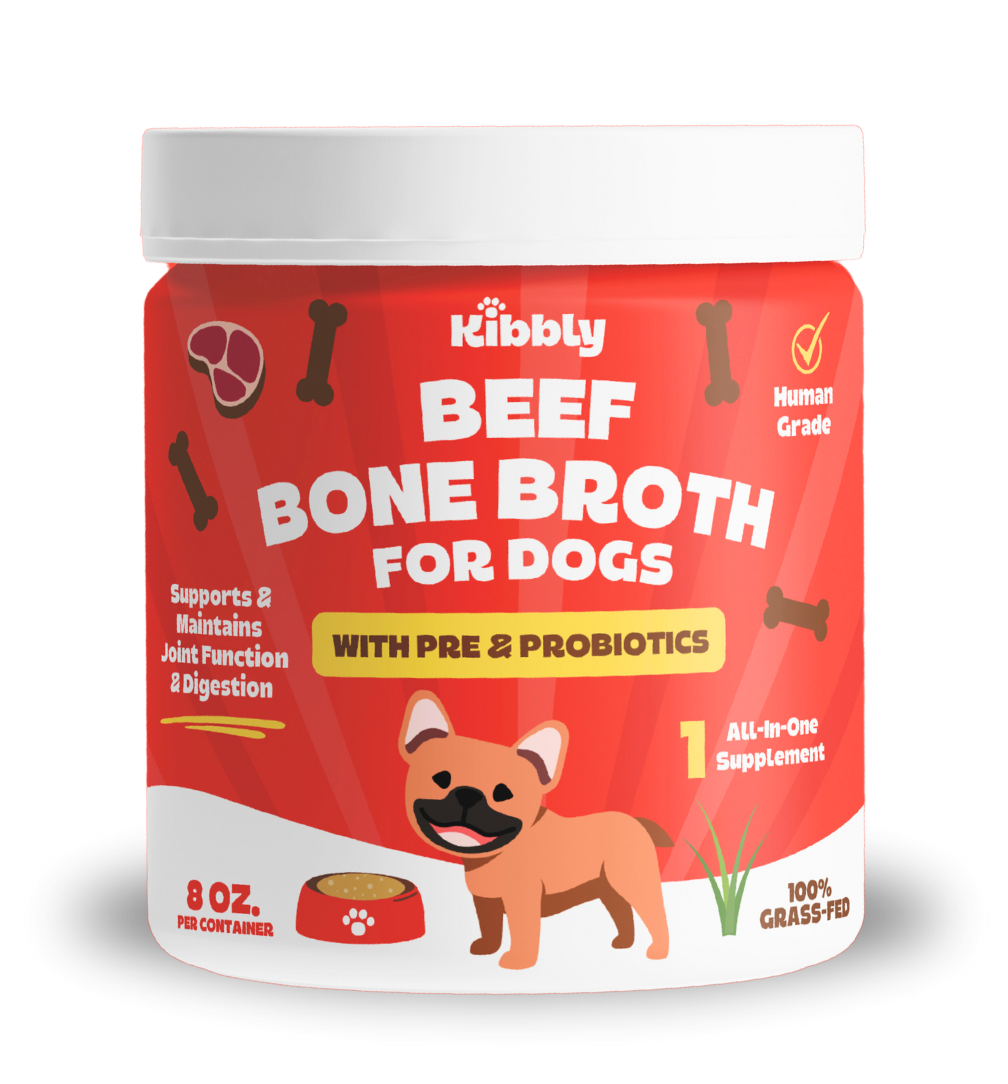Kibbly Beef Bone Broth for Dogs brand and packaging design
