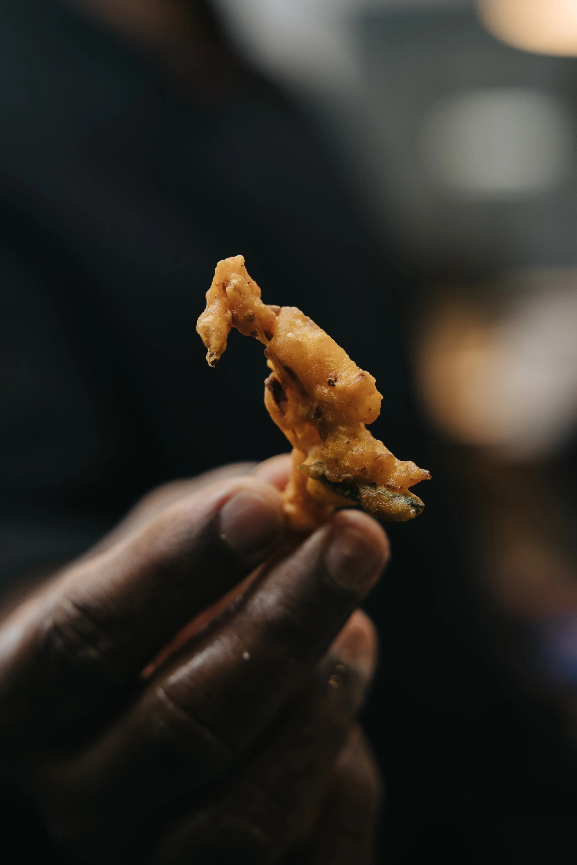 Crispy South Indian onion bhajia served at Veda in Kitsilano, Vancouver.