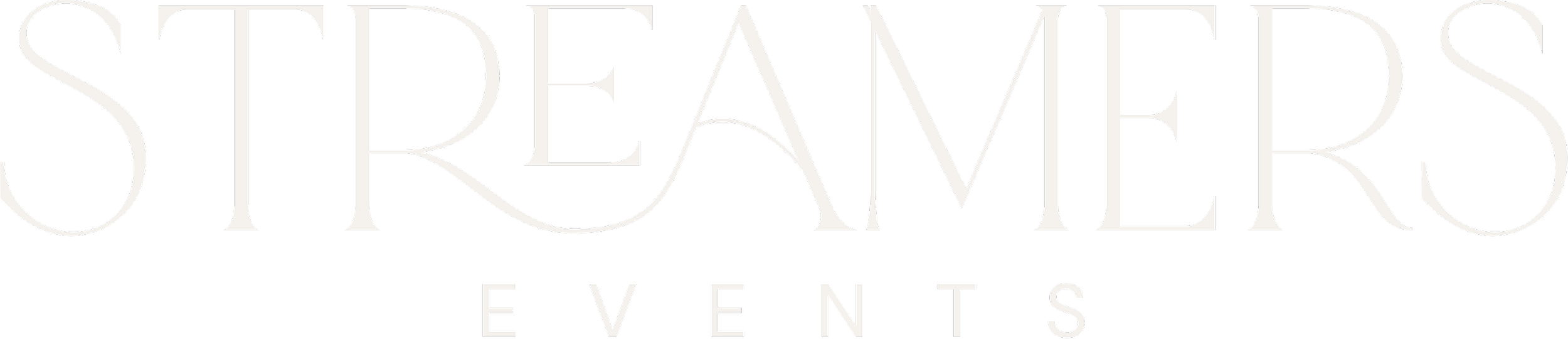 Streamers Events logo, cream stylised text with Streamers written above the word Events