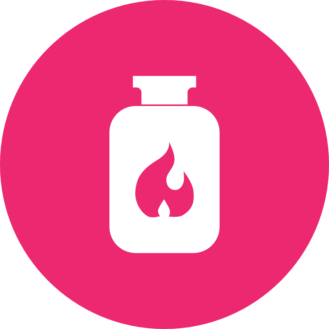 Icon of a medicine bottle with a fire symbol on it, indicating a medication for pain or fever.