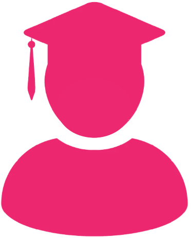 Silhouette of a person wearing a graduation cap in pink.