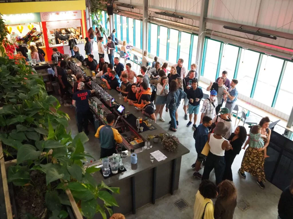 A photo showing an indoor bar at Hackney Bridge